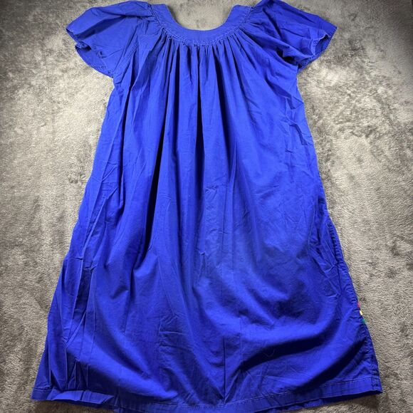 La Javabe Vintage Peasant Dress House Patio Kaftan Floral Applique Boho OS D144 - Picture 4 of 10